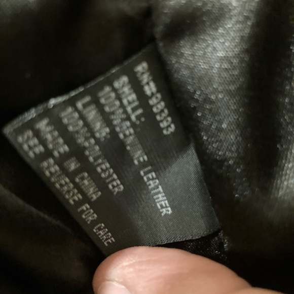 Genuine Leather Jacket w/ Rhinestone Buttons by Pamela McCoy. Size Large. Black - Picture 13 of 14